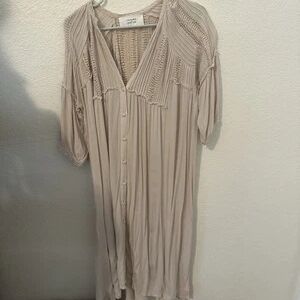 Beige Button-Down Dress
